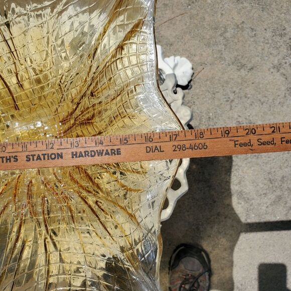 Large Centerpiece Statement Piece Amber Gold and Clear Glass - Picture 10 of 16